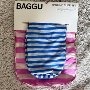NWT Baggu Packing Cube Set of 2 - RETIRED Painted Stripe (Pink/Blue)